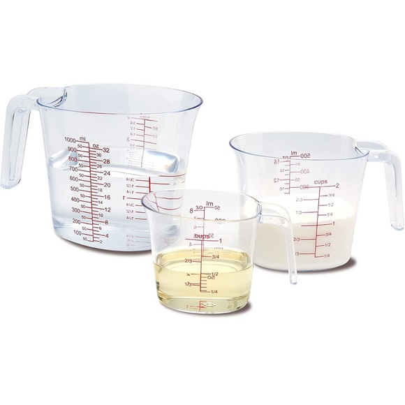 3-Piece Measuring Cups Set, Plastic Measuring Cup Stackable Design - Clear - Picture 6 of 6